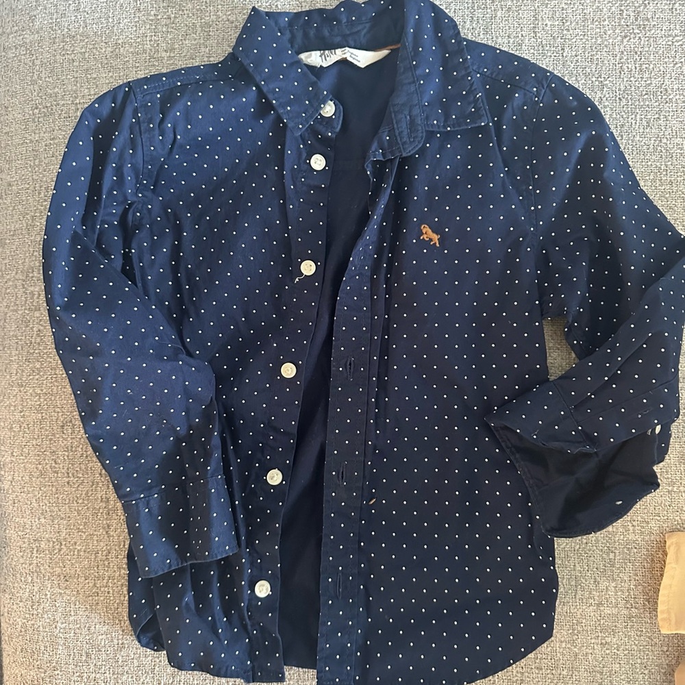 H&M Dark Blue Kids Button-Up Shirt with Dots